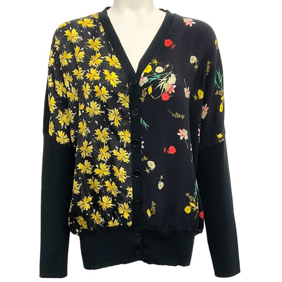 Derek Lam Black Knit with Silk Cardigan - Picture 1 of 4